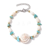 Summer Beach Natural Shiva Eye Shell Link Bracelets BJEW-JB10287-3