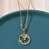Brass Micro Pave Clear Cubic Zirconia Moon and Sun Pendant 304 Stainless Steel Chain Necklaces for Women NJEW-D341-05G-3