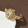 Brass Micro Pave Cubic Zirconia Cuff Open Rings RJEW-C163-19G-3