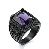 316L Stainless Steel & Cubic Zirconia Men's Vintage Carved Finger Rings FS-WG82D33-72-1