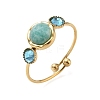 Natural Amazonite Adjustable Finger Rings for Women RJEW-A101-01G-01-4