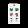 Christmas Theme Wood Stud Earrings EJEW-U016-06P-01-1