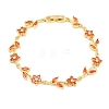 Brass Pave Cubic Zirconia Flower Link Chain Bracelets for Women KK-CBA68DA-14G-01-4