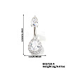 Geometric Brass Clear Cubic Zirconia Teardrop Curved Barbell Belly Button Rings for Women's Gift OY0687-4-2