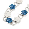 304 Stainless Steel Enamel Flower Link Chain Necklaces with Glitter Powder NJEW-S431-05P-03-2