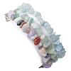 3Pcs 3 Styles Natural Aquamarine & Flower Amazonite Chips Stretch Bracelets Sets BJEW-JB11076-01-5