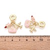 Brass Micro Pave Clear Cubic Zirconia and Enamel European Dangle Charms KK-T079-81G-3