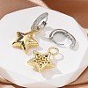 Star Rack Plating Brass Micro Pave Cubic Zirconia Hoop Earring EJEW-C057-01G-2