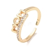 Mother's Day Brass Micro Pave Cubic Zirconia Cuff Open Rings for Women RJEW-F217-09G-2