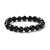 Natural Black Tourmaline Beaded Stretch Bracelets BJEW-K233-01C-03-2