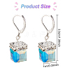 ANATTASOUL 3 Pairs 3 Colors Bling Glass Cube Dangle Leverback Earrings EJEW-AN0002-81-2
