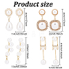 ANATTASOUL 4 Pairs 4 Style Exquisite Plastic Imitation Pearl Beaded Dangle Stud Earrings EJEW-AN0002-09-2