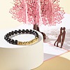 Natural Lava Rock & Synthetic Black Stone & Non-magnetic Hematite Round Beads Energy Stretch Bracelets Set BJEW-JB06971-4