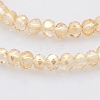 Pearl Luster Plated Faceted Rondelle Glass Beads Strands GLAA-A024B-PL01-1