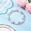 3Pcs 3 Colors Crackle Glass & Shell Pearl Beaded Stretch Bracelets for Women BJEW-JB12384-3
