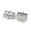 Brass Pave Clear Cubic Zirconia Connector Charms KK-P275-44P-2