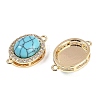 Synthetic Turquoise Oval Connector Charms KK-U043-50G-03-2