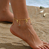 Golden Brass Heart Charm Anklet with Colorful Rhinestone LC6561-2-1