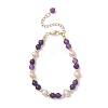 Adjustable Natural Quartz and Freshwater Pearl Beads Bead Bracelets BJEW-JB13031-01-2