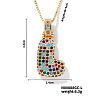 Brass Pave Colorful Cubic Zirconia Letter Pendant Box Chain Necklaces NU0575-12-1