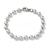 Non-Tarnish 304 Stainless Steel Beads Ball Chain Bracelets for Women BJEW-B092-02A-P-1