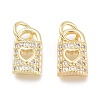 Brass Micro Pave Clear Cubic Zirconia Charms ZIRC-Q024-01G-2