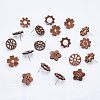  36Pcs 6 Style Walnut Wood Stud Earring Findings MAK-NB0001-11-5