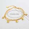 Vintage Beach Brass Heart Tassel Double Layer Chain Anklets for Women VK8892-4