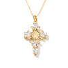 Brass Pave Cubic Zirconia Virgin Mary Cross Pendant Necklaces FU1040-3-1