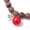 Teachers' Day Thank You 8mm Round Natural Rhodonite Stretch Bracelets BJEW-JB10432-01-3