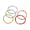 Grass Seed & Natural Pearl Beaded Stretch Bracelets for Women BJEW-JB09705-4