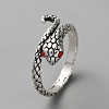 Alloy Snake Cuff Ring with Rhinestone RJEW-WH0002-22-1