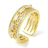 Clear Cubic Zirconia Rectangle Open Cuff Ring RJEW-K243-03G-2