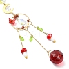 Glass Teardrop & Mushroom &  Brass Moon Suncatcher HJEW-JM04934-02-2