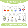 48Pcs 12 Style Natural Labradorite & Cherry Quartz Glass & Aquamarine & Alloy Hair Styling Tools PHAR-FH00003-2