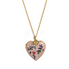 304 Stainless Steel Enamel Printed Mom Heart Locket Pendant Necklaces for Mother's Day Gift WG641EA-05-1