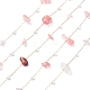 5M Natural Rose Quartz Nuggets & ABS Plastic Pearl Beaded Chains CHC-CJ0001-77-8
