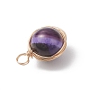 Copper Wire Wrapped Natural Banded Agate(Dyed & Heated) Pendants PALLOY-JF04950-5