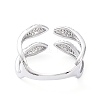 Clear Cubic Zirconia Snake Open Cuff Rings RJEW-G287-02P-3