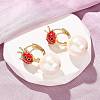Ladybug with Round Brass Micro Pave Cubic Zirconia Hoop Earrings EJEW-Z164-26G-1