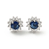 Flower Brass Micro Pave Clear Cubic Zirconia Stud Earrings EJEW-G387-04P-2