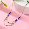 304 Stainless Steel & Blue Glass Beads Pendant Necklaces for Women NJEW-A045-26A-G-2