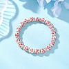 Flower Printed Porcelain Ceramic Beads Stretch Bracelets for Women BJEW-JB12375-02-1