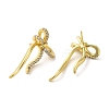 Bowknot Rack Plating Brass Micro Pave Cubic Zirconia Stud Earrings for Women EJEW-O001-02G-2