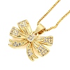 Brass Micro Pave Clear Cubic Zirconia Pendant Necklaces NJEW-M220-04B-G-1