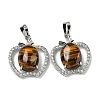 Natural Tiger Eye with Clear Cubic Zirconia Pendants G-G133-03P-26-1