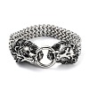 304 Stainless Steel Lion Head Herringbone Chain Bracelets for Men & Women BJEW-D031-22AS-1