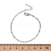 304 Stainless Steel Dapped Chains Bracelets for Women BJEW-D466-08C-P-3