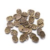 Tibetan Style Alloy Oval Charms TIBEP-Q035-08AB-NR-1
