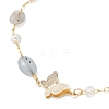 5Pcs 5 Styles Handmade Glass & Opalite & Natural Morganite & Dyed Green Agate & Labradorite & Amethyst Nuggets Beads Necklaces BJEW-JB12461-5